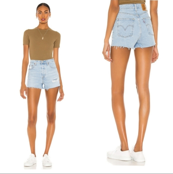 Levi's Pants - Levi's Ribcage Shorts Button Fly Light Wash